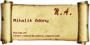 Mihalik Adony névjegykártya